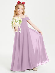 Chic Robes de Demoiselles d'Honneur Junior Hors de l'Épaule Glycine
