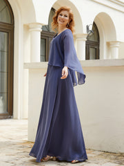 Robe de A-ligne en Mousseline à Col en V avec Volants Perlé en Cascade Orageux Grande Taille