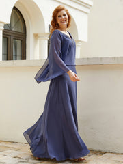Robe de A-ligne en Mousseline à Col en V avec Volants Perlé en Cascade Orageux