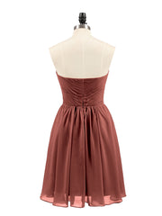 Sans Bretelles Mousseline Robe Courte avec Col en Cœur terracotta