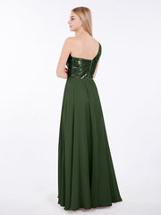 Paillettes Bustier Mousseline Jupe Robe Olive Verte Grande Taille