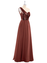 Paillettes Bustier Mousseline Jupe Robe terracotta