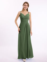 Col En Cœur Mousseline Tenue Avec Double Bretelless Olive Verte Grande Taille
