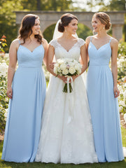 Col En Cœur Mousseline Tenue Avec Double Bretelless Bleu Ciel