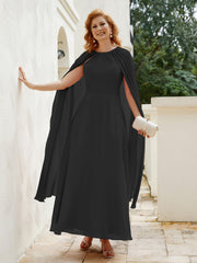 Robe de A-ligne à Col en Bijou Longueur de Mollet en Mousseline Noir