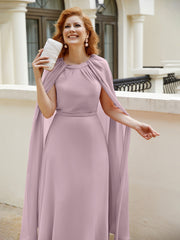 Robe de A-ligne à Col en Bijou Longueur de Mollet en Mousseline Dusk