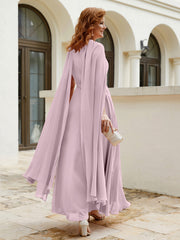 Robe de A-ligne à Col en Bijou Longueur de Mollet en Mousseline Dusk Grande Taille