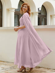 Robe de A-ligne à Col en Bijou Longueur de Mollet en Mousseline Dusk Grande Taille