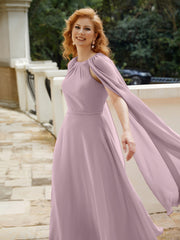 Robe de A-ligne à Col en Bijou Longueur de Mollet en Mousseline Dusk