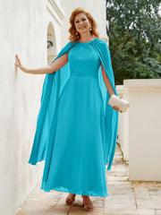 Robe de A-ligne à Col en Bijou Longueur de Mollet en Mousseline Jade