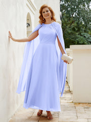 Robe de A-ligne à Col en Bijou Longueur de Mollet en Mousseline Lavande