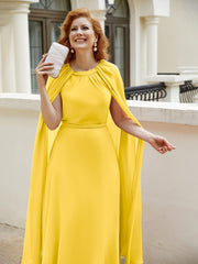 Robe de A-ligne à Col en Bijou Longueur de Mollet en Mousseline Souci Grande Taille