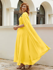 Robe de A-ligne à Col en Bijou Longueur de Mollet en Mousseline Souci