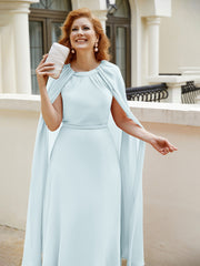 Robe de A-ligne à Col en Bijou Longueur de Mollet en Mousseline Brume