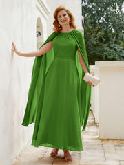 Robe de A-ligne à Col en Bijou Longueur de Mollet en Mousseline Mousse Grande Taille