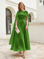 Robe de A-ligne à Col en Bijou Longueur de Mollet en Mousseline Mousse
