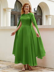 Robe de A-ligne à Col en Bijou Longueur de Mollet en Mousseline Mousse