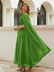 Robe de A-ligne à Col en Bijou Longueur de Mollet en Mousseline Mousse