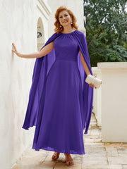 Robe de A-ligne à Col en Bijou Longueur de Mollet en Mousseline Régence