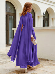 Robe de A-ligne à Col en Bijou Longueur de Mollet en Mousseline Régence Grande Taille