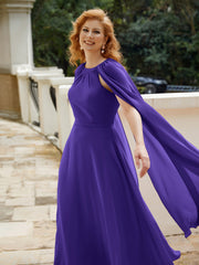 Robe de A-ligne à Col en Bijou Longueur de Mollet en Mousseline Régence Grande Taille