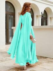 Robe de A-ligne à Col en Bijou Longueur de Mollet en Mousseline Spa