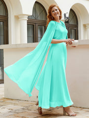 Robe de A-ligne à Col en Bijou Longueur de Mollet en Mousseline Spa Grande Taille