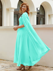 Robe de A-ligne à Col en Bijou Longueur de Mollet en Mousseline Spa