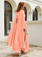 Robe de A-ligne à Col en Bijou Longueur de Mollet en Mousseline Crépuscule Grande Taille