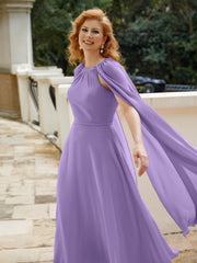 Robe de A-ligne à Col en Bijou Longueur de Mollet en Mousseline Tahiti Grande Taille