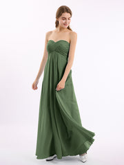 CROISÉ-Plissée Empire Mousseline Robe Avec Cœur Olive Verte