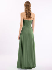 CROISÉ-Plissée Empire Mousseline Robe Avec Cœur Olive Verte