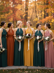 Robe Longue Maxi en Mousseline Décolleté en Trou de Serrure de Dos Ouvert Mûre