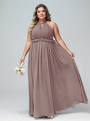Robe Longue Maxi en Mousseline Décolleté en Trou de Serrure de Dos Ouvert Dusk Grande Taille