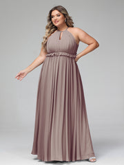 Robe Longue Maxi en Mousseline Décolleté en Trou de Serrure de Dos Ouvert Dusk Grande Taille