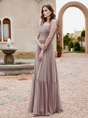 Robe Longueur au Sol en Mousseline à Encolure Carrée Crépuscule Grande Taille