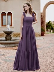 Robe Longueur au Sol en Mousseline à Encolure Carrée Plum Grande Taille