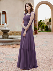 Robe Longueur au Sol en Mousseline à Encolure Carrée Plum Grande Taille