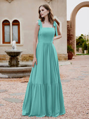 Robe Longueur au Sol en Mousseline à Encolure Carrée Spa Grande Taille