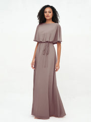 Robes de Demoiselle d'Honneur Enveloppées de Pleine Longueur en Mousseline Dusk Grande Taille