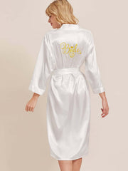 Pyjamas Longs Unis Couleur élégants Avec Broderies Robes de Mariée et Demoiselles d'Honneur
