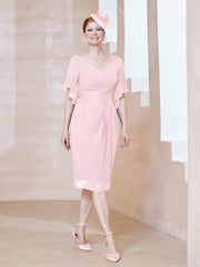 Robe en Mousseline à Col en V Orné de Strass Rose Pâle Grande Taille