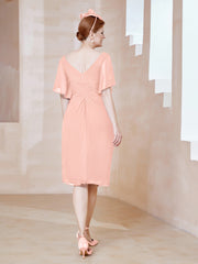 Robe en Mousseline à Col en V Orné de Strass Corail Grande Taille