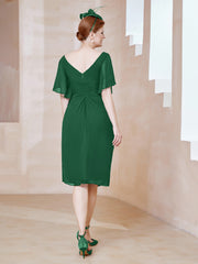Robe en Mousseline à Col en V Orné de Strass Vert Foncé Grande Taille
