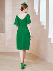 Robe en Mousseline à Col en V Orné de Strass Emeraude Grande Taille