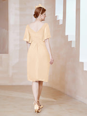 Robe en Mousseline à Col en V Orné de Strass Pêche