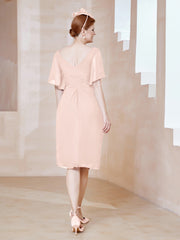 Robe en Mousseline à Col en V Orné de Strass Rose Perle Grande Taille