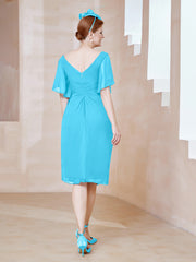 Robe en Mousseline à Col en V Orné de Strass Piscine
