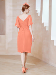 Robe en Mousseline à Col en V Orné de Strass Crépuscule