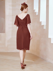 Robe en Mousseline à Col en V Orné de Strass Terracotta Grande Taille